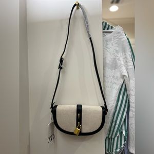 Zara pleather and canvas shoulder bag
